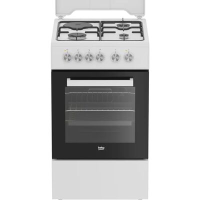 Cuisinière Beko FSS53011DW - Gaz et électrique - Publicité Cuisinière Beko FSS53011DW - Gaz et électrique - Publicité
