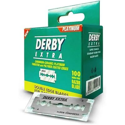 Lames de Rasoir Double Tranchant Derby Extra - 100 Lames - Publicité Lames de Rasoir Double Tranchant Derby Extra - 100 Lames - Publicité