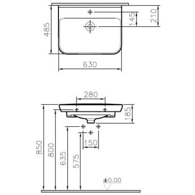 Vitra Sento Waschtisch 63x48,5cm - Waschbecken Vitra Sento Waschtisch 63x48,5cm - Waschbecken