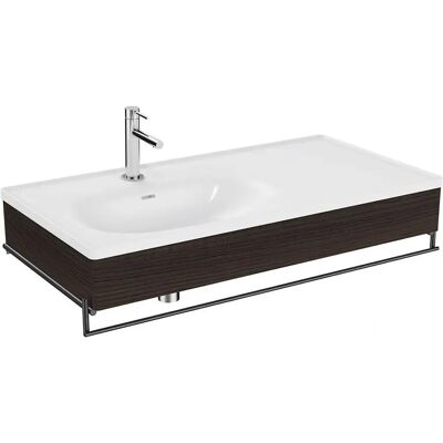 Ensemble lavabo Vitra Equal - MDF blanc, Porte-serviettes noir, Asymétrique - Publicité Ensemble lavabo Vitra Equal - MDF blanc, Porte-serviettes noir, Asymétrique - Publicité