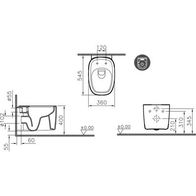 Vitra Plural Wand-WC - Wandmontage, Ohne Spülrand, Verdeckte Befestigung Vitra Plural Wand-WC - Wandmontage, Ohne Spülrand, Verdeckte Befestigung