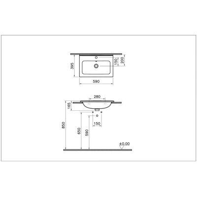 Fregadero empotrado Vitra Mia - Cerámica rectangular - 590x395mm Fregadero empotrado Vitra Mia - Cerámica rectangular - 590x395mm