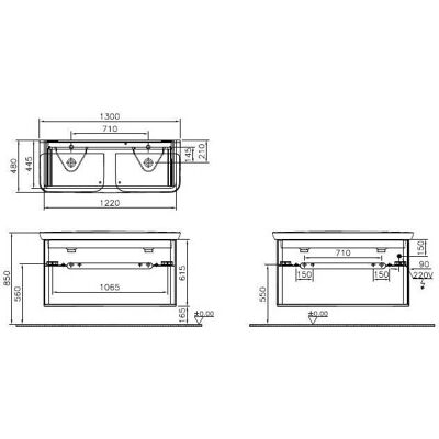 Vitra Sento Wandhängender Waschtischunterschrank - 130x48cm - Fjordgrün matt Vitra Sento Wandhängender Waschtischunterschrank - 130x48cm - Fjordgrün matt