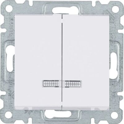 Hager WL0240 Weiß Doppel-Schalter mit Leuchtanzeige - Elektrogehäusezubehör Hager WL0240 Weiß Doppel-Schalter mit Leuchtanzeige - Elektrogehäusezubehör