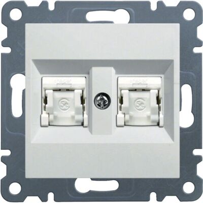 Hager WL2120 Doppel-RJ45 UTP Weiß - Elektroschrank Zubehör Hager WL2120 Doppel-RJ45 UTP Weiß - Elektroschrank Zubehör
