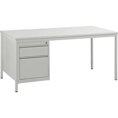 Scrivania per dirigenti Eurokraft Basic - Struttura in acciaio, Grigio chiaro, 2 cassetti Scrivania per dirigenti Eurokraft Basic - Struttura in acciaio, Grigio chiaro, 2 cassetti