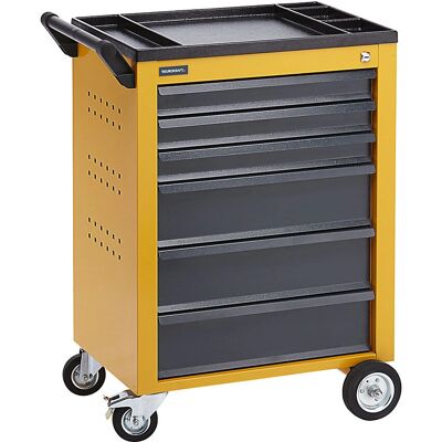 Carrello attrezzi eurokraft pro - 6 cassetti con blocco - Acciaio, giallo Carrello attrezzi eurokraft pro - 6 cassetti con blocco - Acciaio, giallo