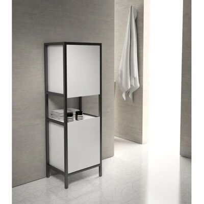 Megabad Hochschrank Loft 2.0 - Metallgestell, Schwarz, 2 Türen Megabad Hochschrank Loft 2.0 - Metallgestell, Schwarz, 2 Türen