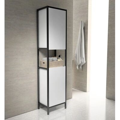 Megabad Loft Hoge Kast - Zwart - Deur rechts scharnier - 2 deuren - 1 plank Megabad Loft Hoge Kast - Zwart - Deur rechts scharnier - 2 deuren - 1 plank