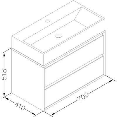 Megabad Pure 2.0 Waschtischunterschrank - Lackierte Front mit 2 Schubladen Megabad Pure 2.0 Waschtischunterschrank - Lackierte Front mit 2 Schubladen