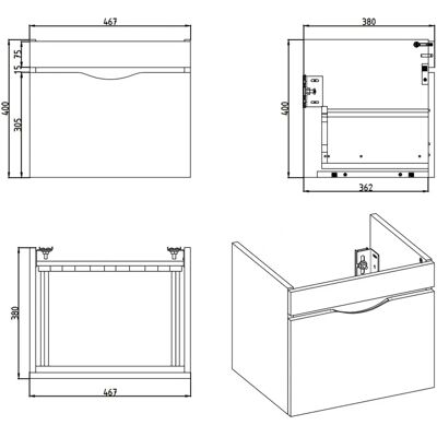 Megabad Profi Collection Home Waschtischunterschrank - 50 cm, 1 Auszug Megabad Profi Collection Home Waschtischunterschrank - 50 cm, 1 Auszug