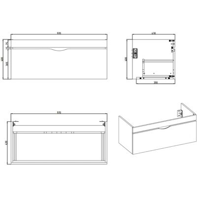 Megabad Profi Collection Home Waschtischunterschrank - 100 cm, 1 Auszug Megabad Profi Collection Home Waschtischunterschrank - 100 cm, 1 Auszug