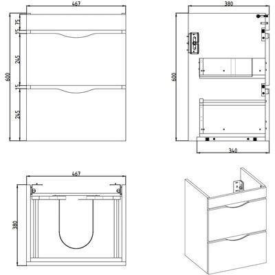 Megabad Profi Collection Home Waschtischunterschrank - 50 cm, 2 Auszüge Megabad Profi Collection Home Waschtischunterschrank - 50 cm, 2 Auszüge