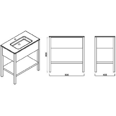 Megabad Loft 2.0 Holzgestell - Waschtischunterschrank - 80 cm Megabad Loft 2.0 Holzgestell - Waschtischunterschrank - 80 cm