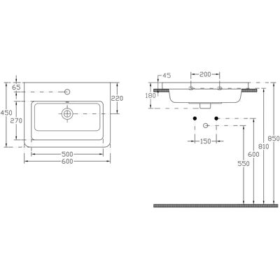 Megabad Profi Collection Home Wasbak - 60 cm - Met 1 kraangat Megabad Profi Collection Home Wasbak - 60 cm - Met 1 kraangat
