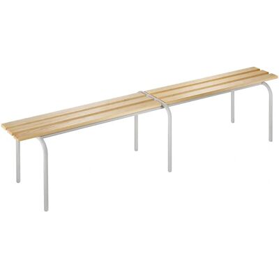 Banco Kaiserkraft con listones de madera maciza - Apilable, Gris claro Banco Kaiserkraft con listones de madera maciza - Apilable, Gris claro