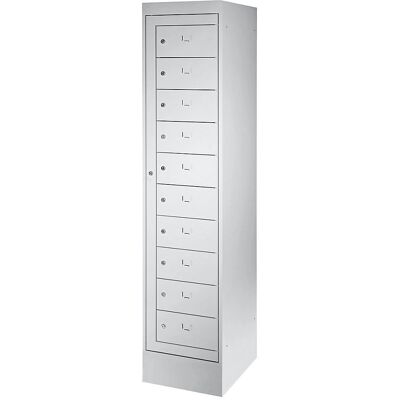 Armario para portátiles Kaiserkraft - 10 compartimentos, gris claro RAL 7035 - Almacenamiento de portátiles Armario para portátiles Kaiserkraft - 10 compartimentos, gris claro RAL 7035 - Almacenamiento de portátiles