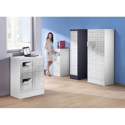 Armario para portátiles Kaiserkraft - 10 compartimentos, gris claro RAL 7035 Armario para portátiles Kaiserkraft - 10 compartimentos, gris claro RAL 7035