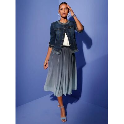 CREATION L 46 - Blau - Gemusterter A-Linien Rock CREATION L 46 - Blau - Gemusterter A-Linien Rock