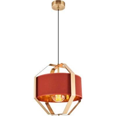 Lampe Suspendue Homemania Artis - Rouge & Or - 32x32x120cm - E27 Max 24W Lampe Suspendue Homemania Artis - Rouge & Or - 32x32x120cm - E27 Max 24W