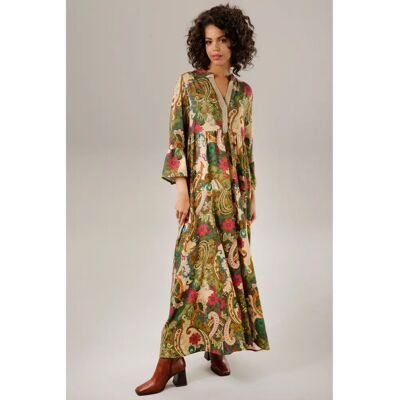 Maxikleid - buntes Blumen- und Paisleymuster - V-Ausschnitt - Viskose Maxikleid - buntes Blumen- und Paisleymuster - V-Ausschnitt - Viskose