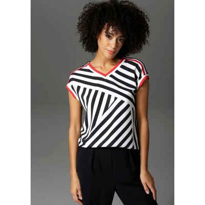ANISTON CASUAL Bunt Gestreiftes ärmelloses V-Ausschnitt T-Shirt ANISTON CASUAL Bunt Gestreiftes ärmelloses V-Ausschnitt T-Shirt