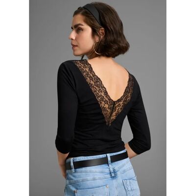 Melrose Modell 42 Nachhaltiges Material Jersey Spitze Tiefer V T-Shirt - Shirt Melrose Modell 42 Nachhaltiges Material Jersey Spitze Tiefer V T-Shirt - Shirt