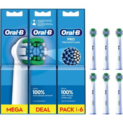 Tête de Brosse Électrique Oral-B Pro Precision Clean - Pack de 6, Forme X, Cils Incliné - Publicité Tête de Brosse Électrique Oral-B Pro Precision Clean - Pack de 6, Forme X, Cils Incliné - Publicité