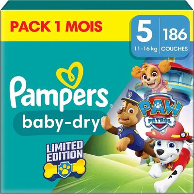 Pampers Baby Dry Größe 5 (11-16kg) - 186 Stück. Limitierte Auflage Paw Patrol Pampers Baby Dry Größe 5 (11-16kg) - 186 Stück. Limitierte Auflage Paw Patrol
