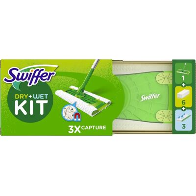 SWIFFER - Catturapolvere e Lavapavimenti - 1 Szczotka - 9 Ściereczek - Cleaning Kit SWIFFER - Catturapolvere e Lavapavimenti - 1 Szczotka - 9 Ściereczek - Cleaning Kit