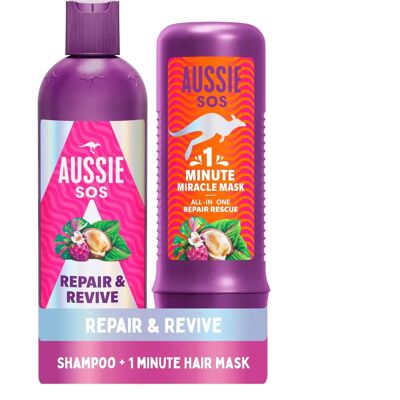 Aussie - Repair And Revive - Shampoo and Deep Conditioner - Hair Mask - Hair Care Set Aussie - Repair And Revive - Shampoo and Deep Conditioner - Hair Mask - Hair Care Set