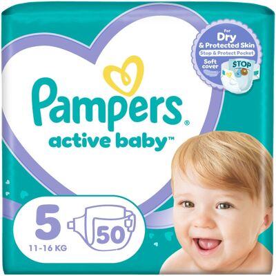 Pleny Pampers Active Baby Velikost 5 - Neprotékají, Měkké, 50 ks Pleny Pampers Active Baby Velikost 5 - Neprotékají, Měkké, 50 ks