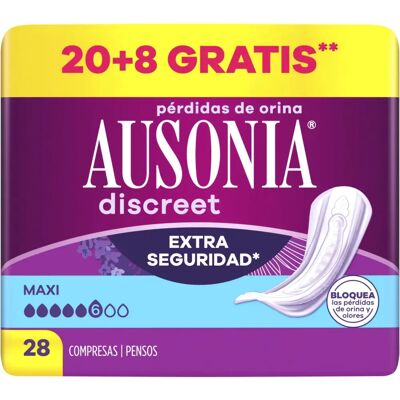 Ausonia Discret Maxi - 20 pcs - Lingettes d’incontinence - Publicité Ausonia Discret Maxi - 20 pcs - Lingettes d’incontinence - Publicité