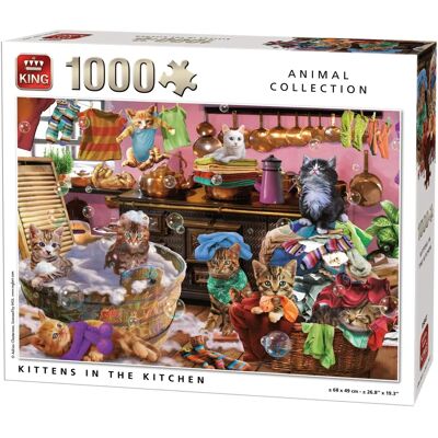 Puzzle KING de 1000 pièces - Chatons dans la cuisine Puzzle KING de 1000 pièces - Chatons dans la cuisine