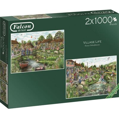Falcon de luxe Village Life 2x1000 pcs Bauernhof - Puzzles Falcon de luxe Village Life 2x1000 pcs Bauernhof - Puzzles