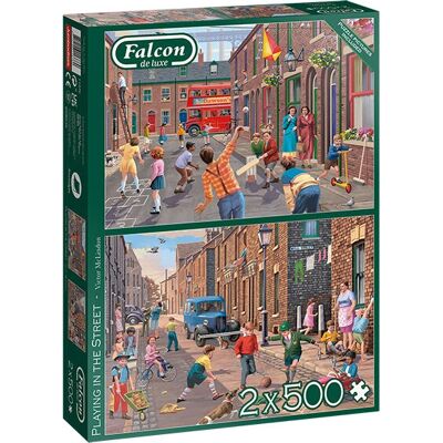 Falcon de luxe 11376 Puzzle - Puzzle 2x500 Pièces - Jouer dans la Rue - Publicité Falcon de luxe 11376 Puzzle - Puzzle 2x500 Pièces - Jouer dans la Rue - Publicité