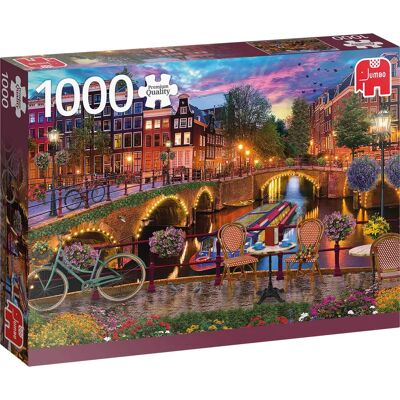 Puzzle Jumbo Kanały Amsterdamu 1000 elementów - Krajobraz Puzzle Jumbo Kanały Amsterdamu 1000 elementów - Krajobraz