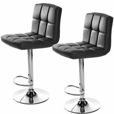BIGZZIA - 2x PU Leather Bar Stool - Height Adjustable - Black - Bar Stool BIGZZIA - 2x PU Leather Bar Stool - Height Adjustable - Black - Bar Stool