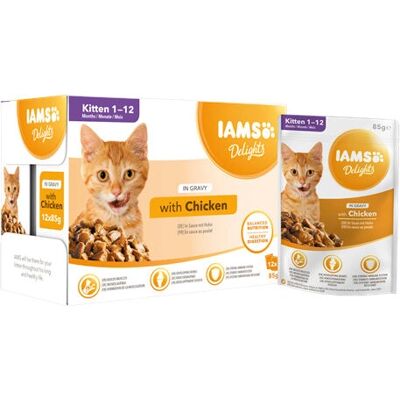 IAMS Delights Kitten kylling i saus - 12 x 85g IAMS Delights Kitten kylling i saus - 12 x 85g