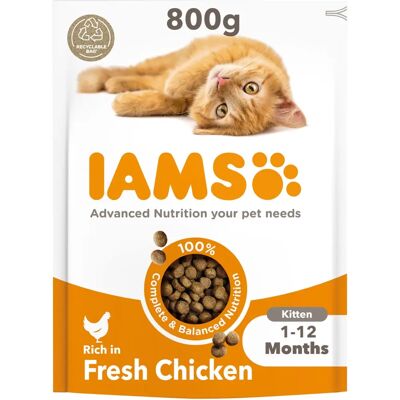 IAMS Vitality Kattenvoer - Droog met vers Kip - 800g IAMS Vitality Kattenvoer - Droog met vers Kip - 800g
