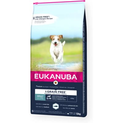 Eukanuba Bez Zbóż Sucha Karma dla Dorosłych Psów Małych/Średnich Ras - ryby morskie 12kg Eukanuba Bez Zbóż Sucha Karma dla Dorosłych Psów Małych/Średnich Ras - ryby morskie 12kg