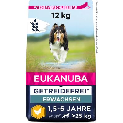Eukanuba Sans Céréales Adulte Grande Race Nourriture Sèche pour Chien poulet - 12 kg - Publicité Eukanuba Sans Céréales Adulte Grande Race Nourriture Sèche pour Chien poulet - 12 kg - Publicité