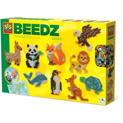 SES Creative Beedz - Monde des animaux - 3500 perles - avec support et carte du monde - sans PVC - pour enfants SES Creative Beedz - Monde des animaux - 3500 perles - avec support et carte du monde - sans PVC - pour enfants
