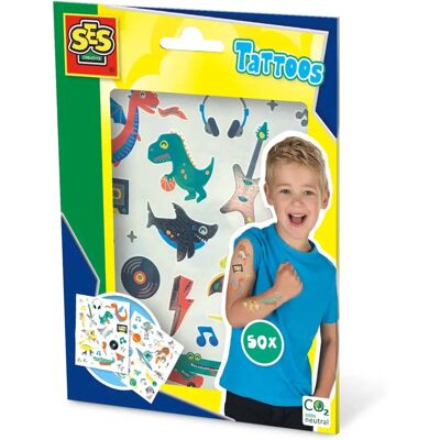SES Creative 14281 Kit de Tatouages Temporaires - Dinosaure, Extraterrestre, Unisexe SES Creative 14281 Kit de Tatouages Temporaires - Dinosaure, Extraterrestre, Unisexe
