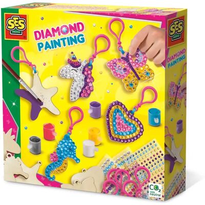 SES Creative Houten Sleutelhangers - Diamant Schilderen Kit SES Creative Houten Sleutelhangers - Diamant Schilderen Kit