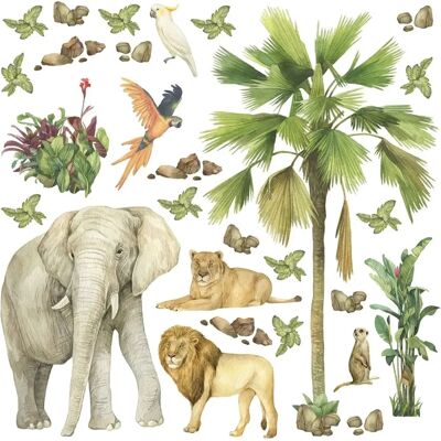 Sanders & Sanders Dschungel Tiere Wandbild - 30x30cm Sanders & Sanders Dschungel Tiere Wandbild - 30x30cm