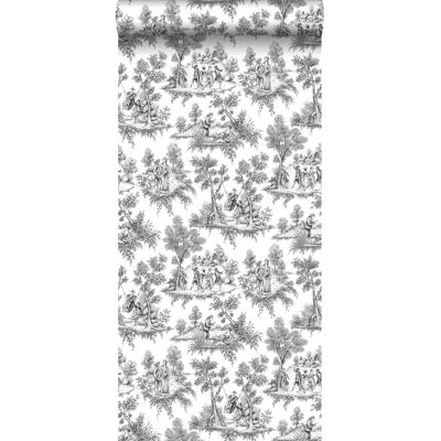 Papier Peint Romantique Noir Jouy Estahome - 53cm x 10,05m - Publicité Papier Peint Romantique Noir Jouy Estahome - 53cm x 10,05m - Publicité