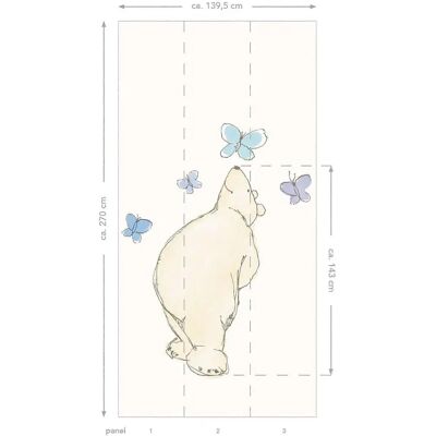 Murale ESTAhome Orso Beige, Blu e Viola - 139,5 x 270 cm - Decorazione stanza bambini Murale ESTAhome Orso Beige, Blu e Viola - 139,5 x 270 cm - Decorazione stanza bambini