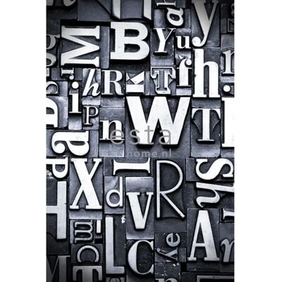 ESTAhome Murale Tipografia in Bianco e Nero - 186x279cm ESTAhome Murale Tipografia in Bianco e Nero - 186x279cm