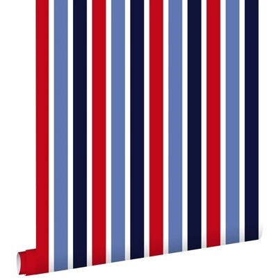 Estahome Vertikale Streifen Dunkelblau Rot Weiß Tapete - 53cm x 10,05m Estahome Vertikale Streifen Dunkelblau Rot Weiß Tapete - 53cm x 10,05m